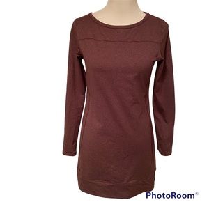 CARVE DESIGNS DRESS MINI BROWN STRETCH LONG SLEEVE SIZE S